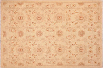 handmade Transitional Kafkaz Chobi Ziegler Beige Gold Hand Knotted RECTANGLE 100% WOOL area rug 6 x 9